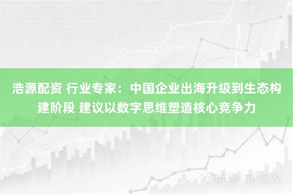 浩源配资 行业专家：中国企业出海升级到生态构建阶段 建议以数字思维塑造核心竞争力